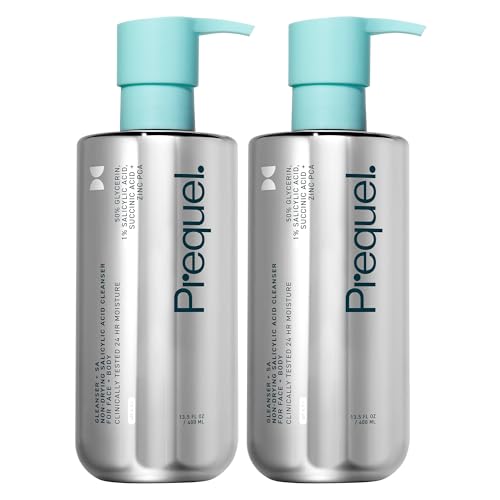 Prequel Skin Gleanser SA, Moisturizing Glycerin Face Wash,1% Salicylic Acid Face Cleanser, Unscented and Combination Skin Face Soap, 13.5 ounce (each) Pump Bottles - 6.75 fluid ounce (Pack of 2)