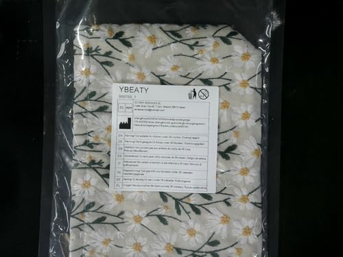YBEATY Large Makeup Bags Travel Capacity Canvas Make Up Organizer Cute Daisy Purse Cosmetic Pouch Toiletry Brushes Zipper Storage Tool for Women Girls Teen (White)