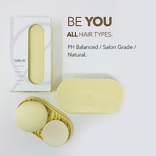 BOTTLE NONE | be YOU Travel Set Includes be You Shampoo and Conditioner Bars for All Hair Types with Travel Soap Dish | PH Balanced/Salon Grade/Natural | 50+ Washes