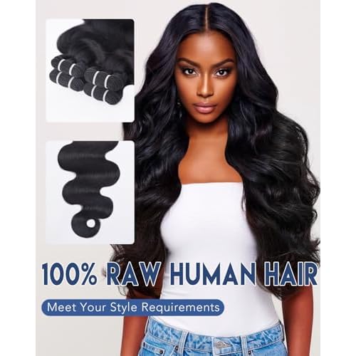 Lucklady 16A Raw Bundles Human Hair Body Wave, 28 Inch Body Wave Bundles Human Hair, Triple Lifespan Virgin Remy hair