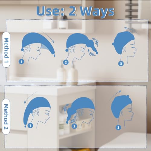 Hair Towel Wrap, 4 Packs 9.8 x 25.6 Inch Towel Turbans for Wet Hair, Dry Hair Towel, Headbands for Curly and Long Hair - Bathroom Must-Have for Ladies