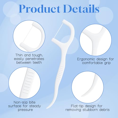 Individually Wrapped Dental Floss Picks Bulk Disposable Flossing Sticks Teeth Cleaning and Oral Care Travel Size Dental Tooth Floss Pack for Hotels, Weddings, Guests & Business Single Use (100 Pack)