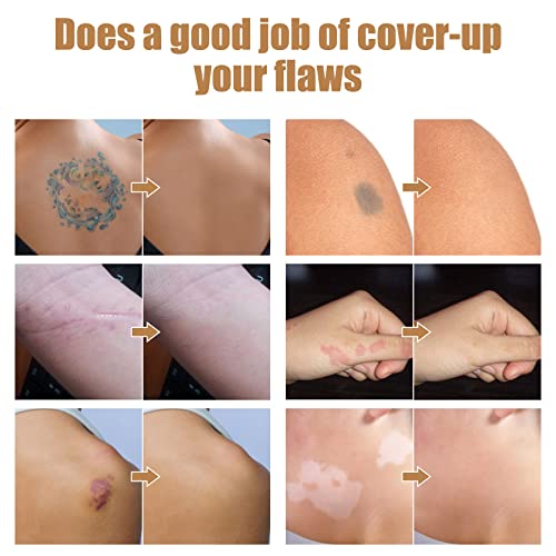 Tattoo Cover Up Makeup Waterproof, 2 Colors Full Coverage Concealer for Tattoos, Scars & Dark Spots, Sweatproof & Transfer-Resistant