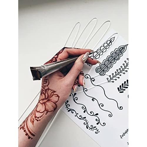 Reusable Henna Hand Acrylic Plastic Template for Homemade Henna, Mehendi Heena Beginner Kit Drawing Body Art Hena Temporary Tattoo Practice Mendi, CLEAR