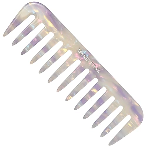 S1 Elegant Wide-Tooth Comb ? Lightweight, Travel-Friendly, and Stylish Design for Tangle-Free Hair (White Purple)