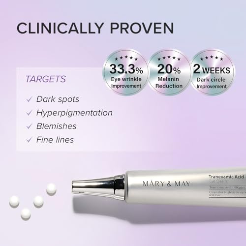 Mary&May Tranexamic Acid (TXA)+Glutathione Eye Cream | Dark Circles & Hyperpigmentation | With Niacinamide & Vitamin C | Firms Under Eye Area | Wrinkle & Fine Line Care | Korean Skincare, 1.01 oz.