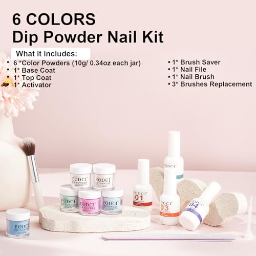 Glow in Dark Dip Powder Nail Set, 6 Colors 12 Pcs Dipping Powder Kit With Base & Top Coat/Activator/Brush Saver,Nail Art Dip Manicure Kits Odor-Free&Long-Lasting, No Needed Nail Lamp Curing