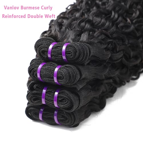 Vanlov 3C4A Burmese Curly Human Hair Bundles 26 28 30 Inch 3 Curly Bundles Unprocessed Burmese Raw Hair Extension Real Human Hair Natural Color Spiral Curly Human Hair Weft Extensions