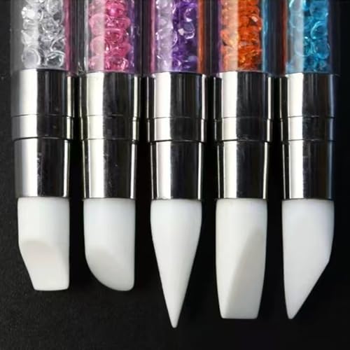 Silicone Sculpture Pen and Dotting Tool 10 Pcs Kit Double End Brushes for Nail Art Salon or at Home