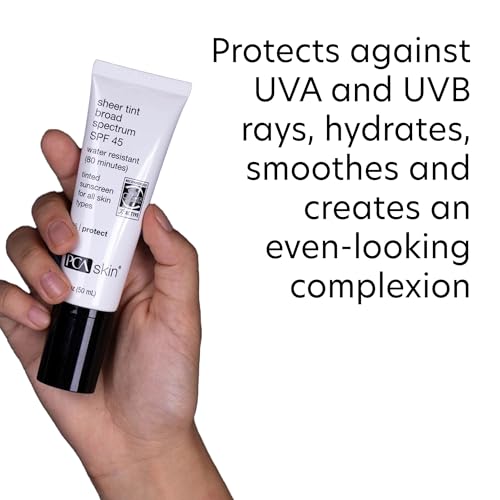 PCA SKIN Sheer Tint Broad Spectrum SPF 45 - Universally-Tinted Water-Resistant Hydrating Sunscreen for Use Alone or Under Foundation & Makeup (1.7 fl oz)