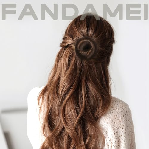FANDAMEI Hair Bun Maker for Kids, 4PCS Donut Bun Maker Small with 4PCS Extra Small Hair Buns Kit. Ballet Hair Bun Maker for Kids, Hair Bun Set with Elastic Hair Ties, Hair Pins.(Brown)