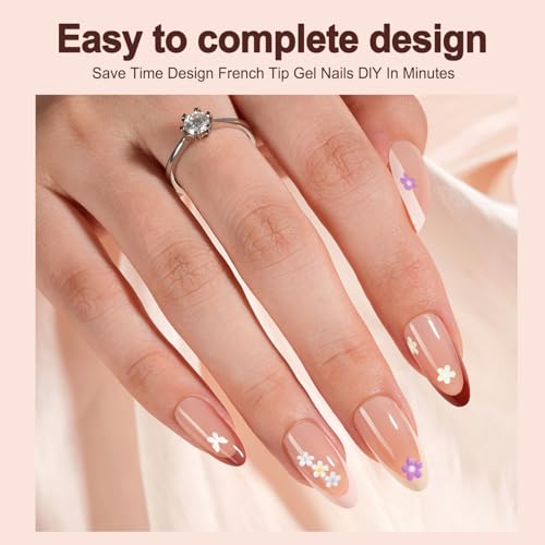 150Pcs French Gel Nail Tips Almond, Vansiho Medium Nail Tips, Pre-French Tips Press on Nails, Acrylic Fake Nails for Nail Art DIY 15 Sizes