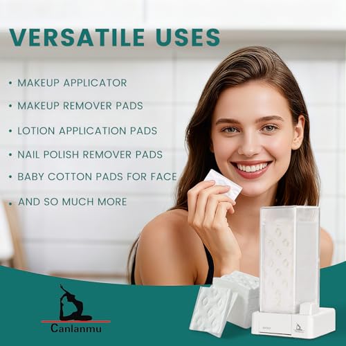 Cotton Pad Holder Birthday Gifts Sets For Women,Automatic Reusable Square Dustproof Waterproof Cosmetic Bathroom Pad Dispenser include Cotton Pads,Headband,Wrist Bands,Hair Clips Scented Candles