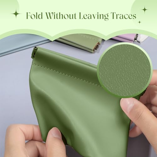 ISKYBOB Pouchic - Personalized Snap Closure Leather Organizer Pouch, 4Pcs Lambskin Pocket Cosmetic Bag Portable Self-Closing Small Makeup Bag for Purse Women Mini Travel Coin Storage Pouches (Macaron)