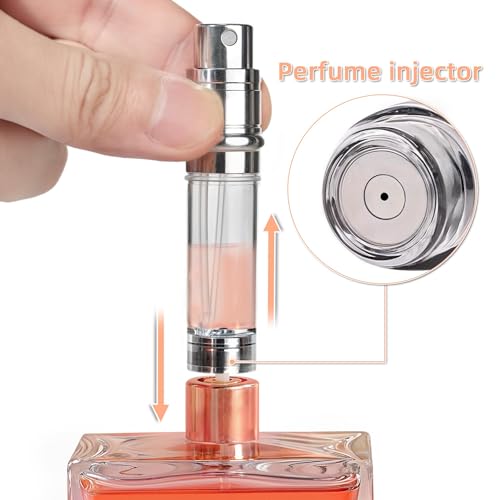 AE00BL Sparkling Travel Perfume Bottle, 5ml Mini Perfume Atomizer Sprayer, Glitter Diamond Pump Fill Perfume Bottle for Traveling, Vacation & Bussiness (Sparkling Blue)