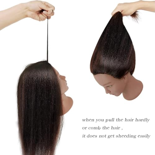FABA 100% Real Hair Mannequin Head with Hair Doll Head Styling 20"-22" Cosmetology Manikin Practice Head Hairdresser Doll Head for Dyeing Cutting Braiding with Clamp Stand