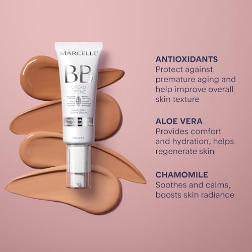 Marcelle BB Cream Beauty Balm, Light to Medium, Tinted Moisturizer, Skin Enhancer, Lightweight, Hydrating, Hypoallergenic, Non-Comedogenic, Fragrance-Free, Paraben-Free, Oil-Free, Cruelty-Free, 45 mL