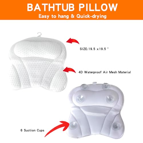 Bathtub Tray Table and Bath Pillow, Expandable and Foldable Bath Caddy Tray for Tub, Luxury Bathtub Accessories