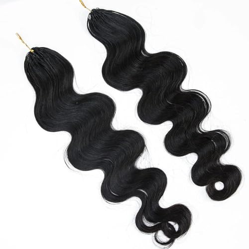 Body Wave Feather Crochet Human Hair Extensions Pre Looped Hair Extensions Body Wave Knotless Soft Pre-Separated Crochet Human Hair Natural Color 18inch 120g