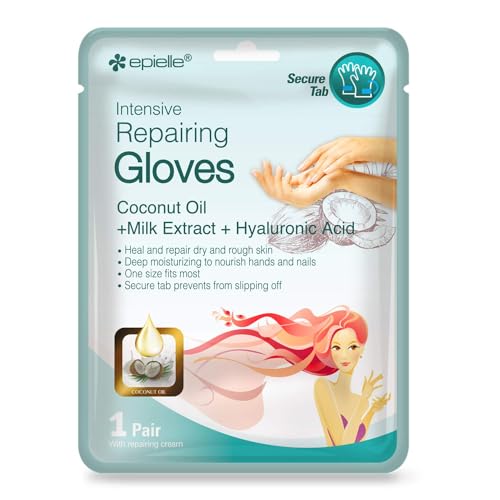 Epielle Intensive Repairing Hand Mask 6 Pairs, Deep Moisturizing Gloves for Dry, Cracked Hands, Self Care Gifts for Women, Spa Kit, Stocking Stuffers, Thanksgiving Essentials