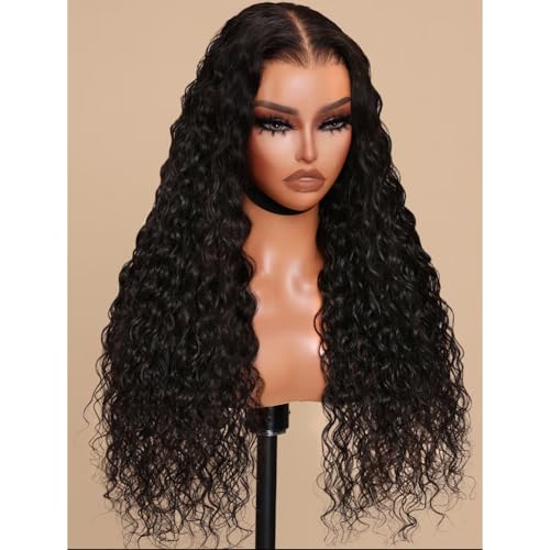 ten chopsticks Curly Human Hair Transparent HD Lace Frontal Deep Wave Wigs 13x4 Lace Front 100% Human Hair Wigs Natural Black Glueless Lace Frontal Wigs 150 Density Pre Plucked Brazilian