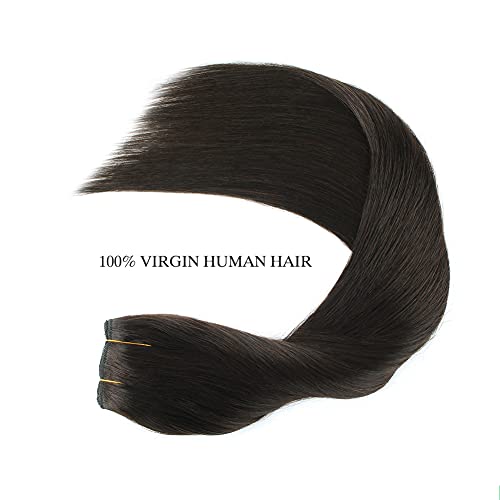 SASSINA Remy Wire Hair Extensions, Natural Black Wire Extensions Real Human Hair with Secret Fish Line Removable Clips 120 Grams 20 Inch #1B
