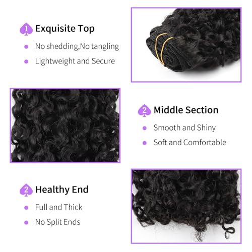 Sassina Spiral Curly Clip in Hair Extensions Human Hair Invisible Human Hair Extensions for Women Natural Black Double Weft Clip in Extensions Thick Soft Natural Human Hair 7Pcs 120G 22 Inch