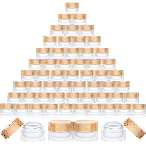 Geiserailie 60 Pieces Glass Cosmetic Containers Empty Sample Jars with Leak Proof Lids Makeup Sample Containers for Lotion Cream Cosmetic (5 Gram)
