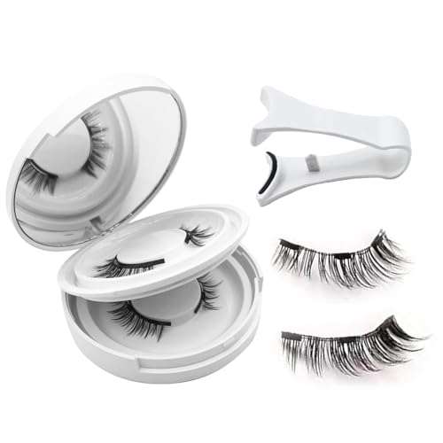 Hunnyfit Magnetic Lashes, Magnetic Eyelashes with applicator Natural Look,Reusable No Glue or Liner Needed Eyelashes Kit for Daily Use(Natural+Simple)