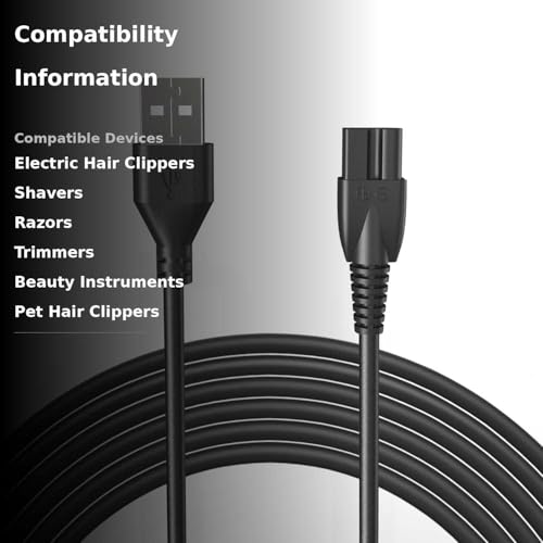 Universal Hair Clipper Charger Cord, Replacement Charger for Various Electric Hair Clipper, Shavers, Razors,Trimmer, Pet Clipper-Fit SUPRENT Clippers,Fit Ceenwes Trimmer,fit oneisall Dog Clippers etc