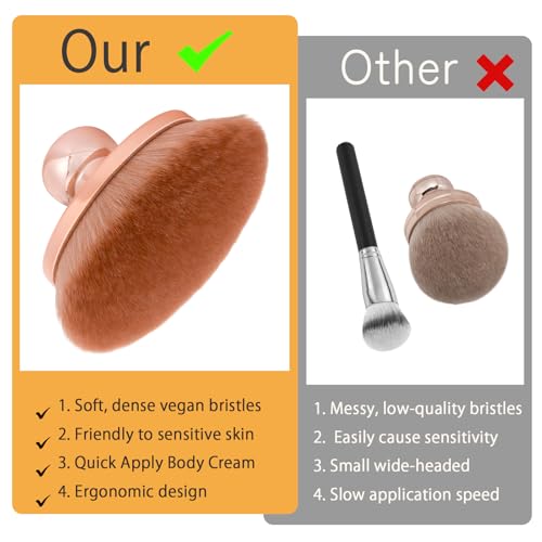 UNIMEIX Blend & Blur Extra Large Body Makeup Brush with Drawstring Bag, 4.5 Inch Wide-headed Sunscreen Applicator Kabuki Brush for Face, Legs, Body (RoseGold)