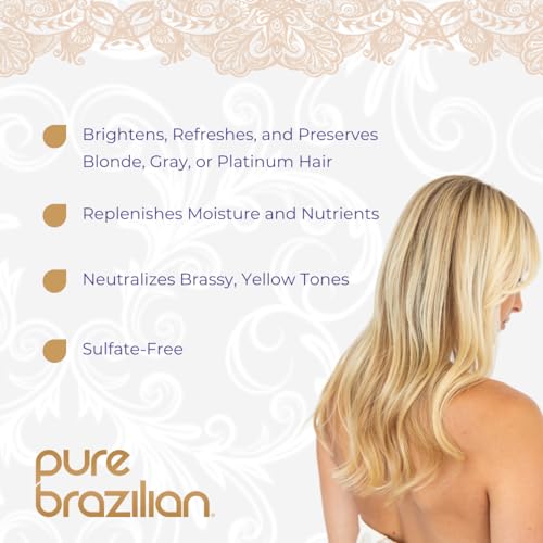 Pure Brazilian Always Blonde Shampoo with Keratin, Acai & Argan Oil, Purple Shampoo for Color-Treated Hair, Sulfate-Free, 13.5 Fl Oz