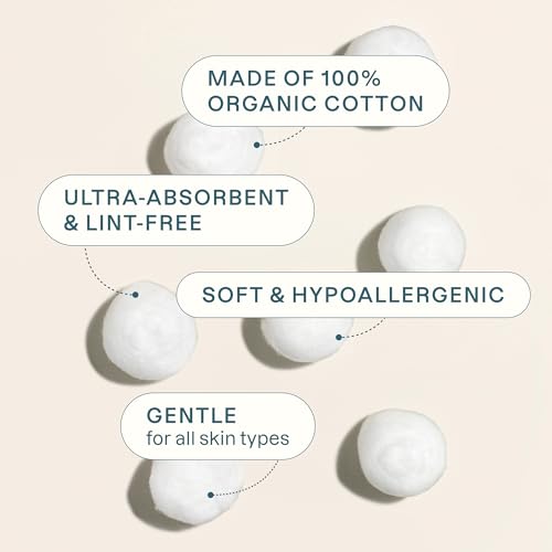 Cliganic Organic Super Jumbo Cotton Balls (100 Count) - Hypoallergenic, Absorbent, Large Size, 100% Pure (Packaging May Vary)