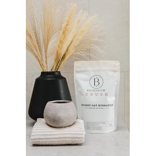 Bathorium Ancient Oat Hydration Crush, Mineral Sea Salt Bath Soak, Skin-Soothing Colloidal Oats, Light Floral Fragrance, pH-Balanced, Approximately 5 Soaks, 21 oz