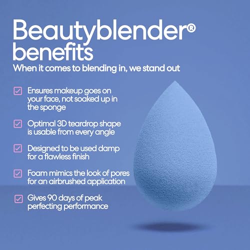 Beautyblender¢ç |Denim Limited Edition Beauty Blender Sponge, Super-Soft Foam Easily Blends Foundations, Powders & Creams, Made in USA, Reusable, Washable, Streak Free Application, Vegan, Cruelty Free