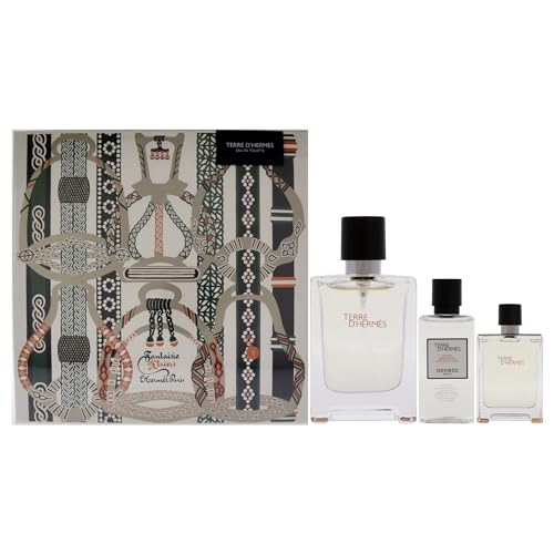 Terre Dhermes by Hermes for Men - 3 Pc Gift Set 3.3oz EDT Spray, 0.42oz EDT Spray, 1.35oz After Shave Lotion