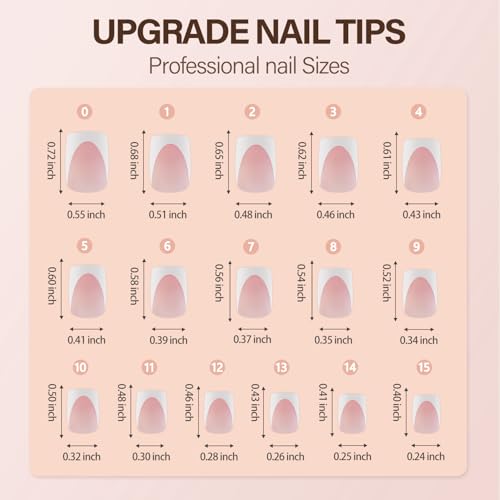 Vansiho Deep French Gel Nail Tips, 150Pcs Short Square Gel Nail Tips, Pink French Tips Press on Nails, Soft Gel Nails French Square Gel Tips, Fake Nails for Nail Art DIY 15 Sizes