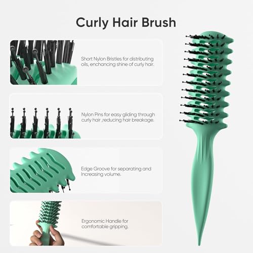 AM8:00 Curl Defining Brush for Shaping & Separating Curly Hair and Adding Volume,Vented Hairbrush for Blow Drying,for Women and Men