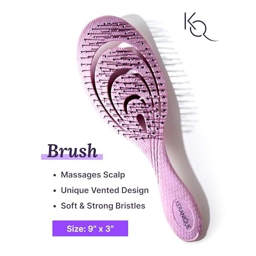 Detangling Brush and Comb Set - Gentle on Scalp Detangler Hair Brush and Styling Comb for Women - Hair Comb and Hairbrush for Thin, Thick, Curly, Straight, and All Other Womens Hair Types by Keranique