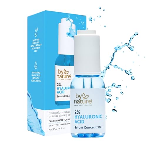 By Nature 2% Hyaluronic Acid Serum for Face & Neck - Skincare from New Zealand - 2% Hyaluronic Acid Facial Serum Concentrate - 1fl. Oz