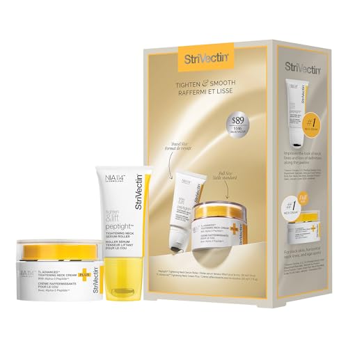StriVectin Tighten & Smooth Neck Cream and Neck Serum Roller Anti-aging Skin Care 2-Piece Set, Smoothing Look of Wrinkles and Fine Lines, Improves Crepey Skin and Vertical Lines