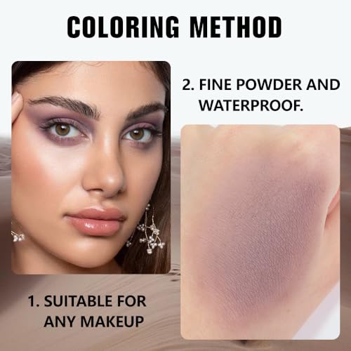 evpct Mauve Taupe Plum Matte Single Eye Shadow Palette Makeup for Older Women, Plum Lavender Purple Natural Cream Eyeshadow Palette for Green Eyes, High Pigment Mini Monochrome Eyeshadow