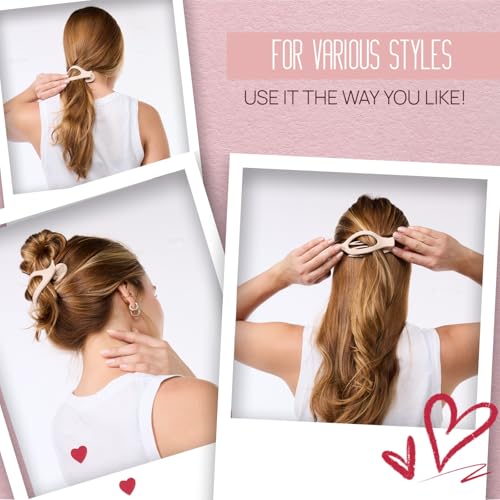 Flat Hair Clips for Women-8Pcs Large Matte No-Slip French Concord Claws, Accessories for Thick & Thin Hair (Neutral, Bundle)