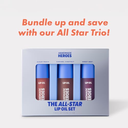 Handmade Heroes 100% Natural Vegan Lip Oil with Squalane Non-Sticky Lip Gloss Moisturizing, Shiny, Nourishing Korean Lip Gloss - Super Glaze (Clear)