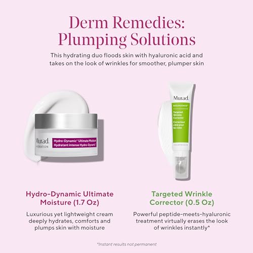 Murad Plumping Solutions Value Set - 2-Piece Full Size Kit ($162 Value) - Moisturizing and Firming Skincare Set - Targeted Wrinkle Corrector 0.5Fl Oz, Hydro-Dynamic Ultimate Moisturizer 1.7Fl Oz