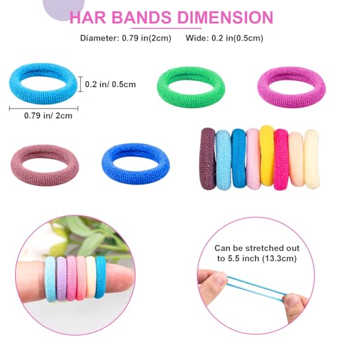 350 PCS Multicolor Cotton Hair Ties ? Small Baby Hair Elastics for Kids and Girls, No Crease Finger Ponytail Holders (20 Colors)
