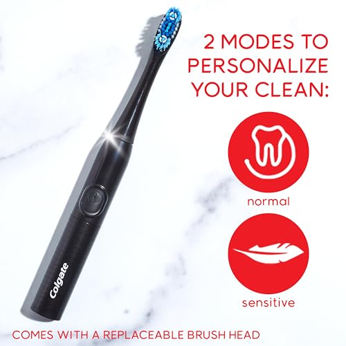 Colgate Optic White Pro-Series Whitening Battery Operated Toothbrush with Timer, Soft, Black