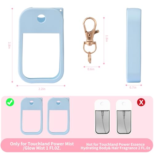 3pcs Silicone Case Compatible With Touchland Hand Sanitizer Spray, Protective Case With Keychain For Spray 1 Fl Oz, Travel Size, Compatible With Power Mist & Glow Mist, (Pink, Blue, White)