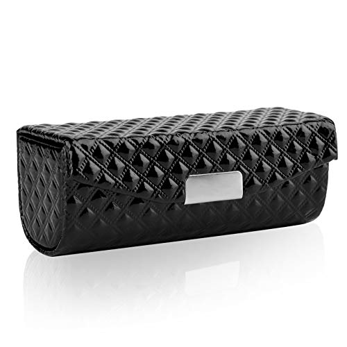 Beautyflier Women¡¯s PU Leather Lipstick Case Holder with Mirror Rectangle Makeup Travel Cases for Purse Lipstick Holder (Black)