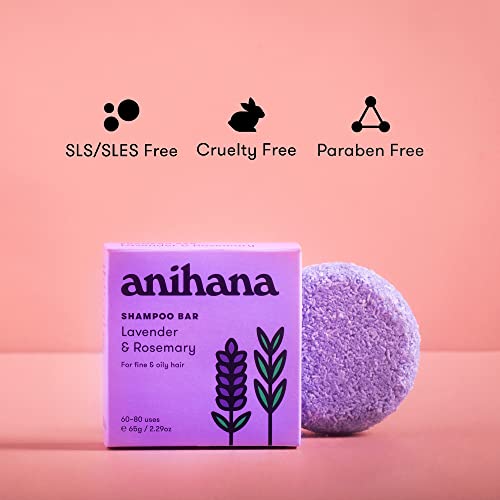 ANIHANA Shampoo Bar for Thin Fine Oily Hair Gives Hair Volume & Body Natural Healthy Look and Shine Paraben Free Lavender and Rosemary 2.29 oz